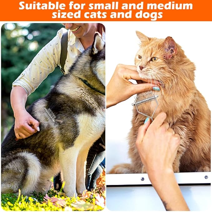 Cat Comb,Grooming Tool for Cats Dogs,Dog Brush for Shedding,Professional Pet Grooming Brushï¼_eshedding tool, Remove Loose Hair & Matted Fur, Dematting comb for Dogs and Cats