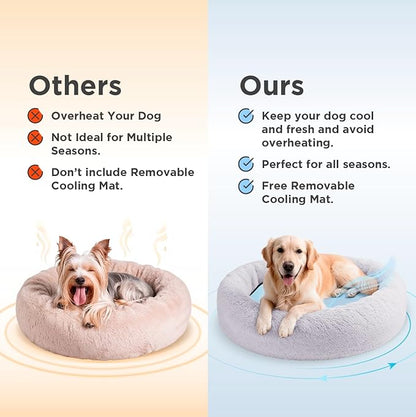 Large Donut Dog Bed, Calming Dog Bed Washable Ideal for Small to Large Dogs and Cats & Round Dog Bed,Anti-Anxiety Multiple Sizes (Light Grey, Combo Large (37.5" L x 37.5" W x 8.5" Th))
