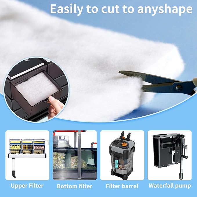 Aquarium Filter Floss Fish Tank Filter Media Aquarium Filter Pad for Fish Tank, Ponds,Garden, Saltwater,Fershwater,Plant, Trutle(39.37x7.87in White)