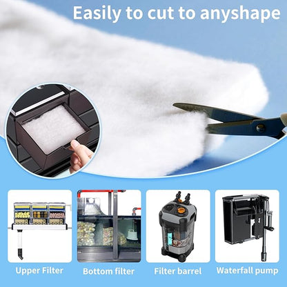 Aquarium Filter Floss Fish Tank Filter Media Aquarium Filter Pad for Fish Tank, Ponds,Garden, Saltwater,Fershwater,Plant, Trutle(39.37x7.87in White)