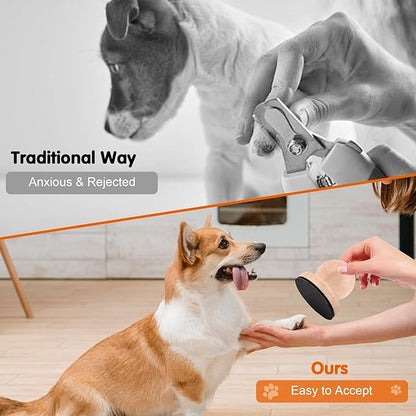Dog Nail File Dog Scratch Board for Nails Wooden Handicraft Cat Dog Nail Scratch Pad with 4 Pcs Replaceable Sandpaper Dog Trainning Accessories Stress Free Nail Filing for Dogs(Wood)