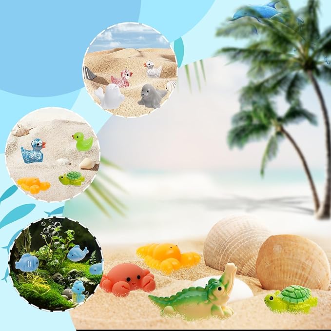 80 Pcs Mini Resin Animals 80 Styles Resin Animals Figurines Bulk for Fairy Garden Miniature Dollhouse Accessories Hide Crafts Decor