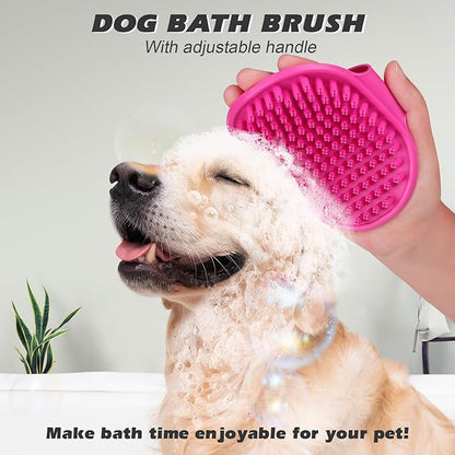 2PCS Dog Grooming Tools - Double-Sided Bath Brush for Shedding and Bathing, Suitable for Short/Long Haired Dogs, Premium Pet Supplies (Black Pink)