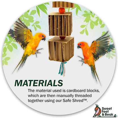 Sweet Feet and Beak Blocks N Knots - Perfect Cage Shredding and Foraging Toy for All Birds - Food Safe Cardboard, Non-Toxic, Easy to Install Cage Accessories