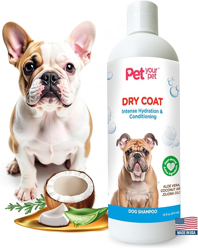 Natural Dog Shampoo for Dry Coats  Intense Hydration & Conditioning with Aloe, Coconut & Jojoba Oil  Moisturizing & Deodorizing Grooming Wash for Sensitive Skin- 16 oz