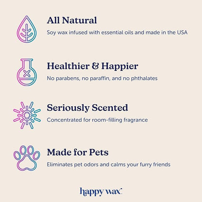 Happy Wax Teakwood Trails Wax Melts for Pet Owners  Odor Eliminating, Calming, Pet-Safe, Non-Toxic, Dye-Free, Perfect for Use with Wax Warmers - 4 oz Pouch