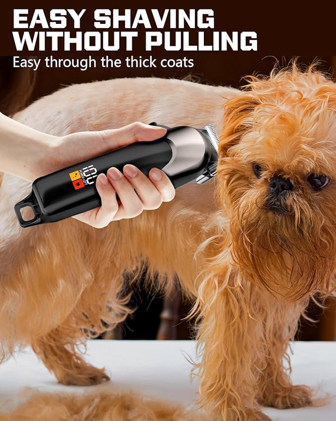 ACE2ACE Dog Clippers Grooming Professional for Thick Hair, Dog Shaver Grooming Kit, Cordless Pet Cat Clippers for Thick Curly Fur, Low Noise Rechargeable Cat Trimmer-6Krpm