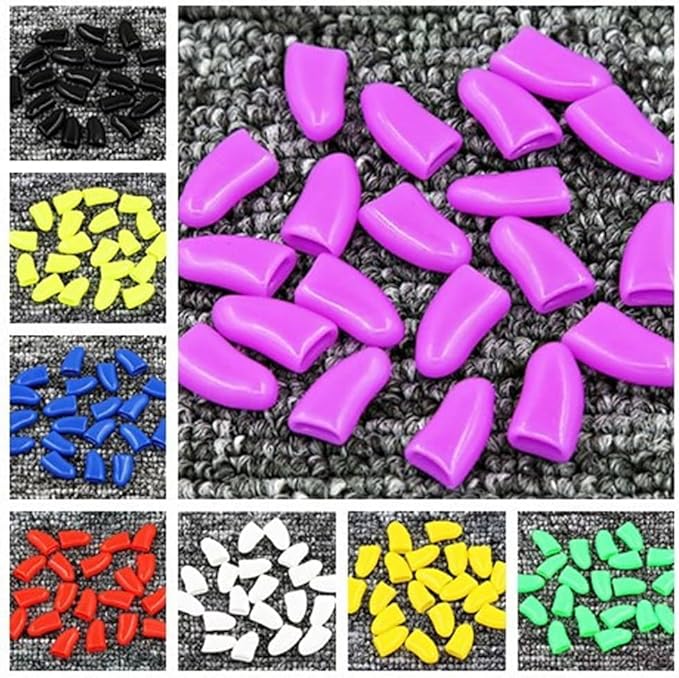 100pcs Dog Nail Caps Dog Caps Dog Nail Covers for Pet Dog Paws with 5pcs Adhesive Glue+5pcs Applications and Instructions