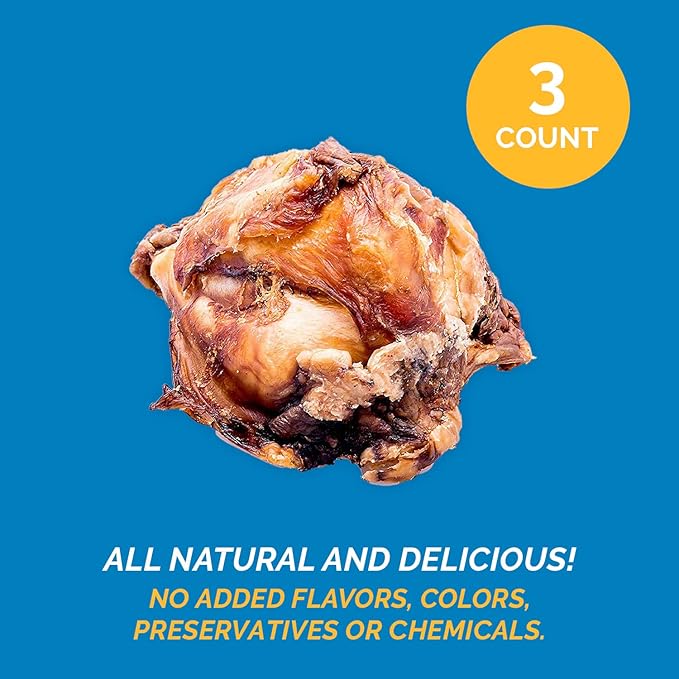 Meaty Dog Bones, 100% Natural Knee Cap Beef Bone Dog Treats, No Additives, Made from Premium USA Grass Fed Beef, Tasty Long Lasting Chews for Dogs, Improve Oral Health, Pack of 3