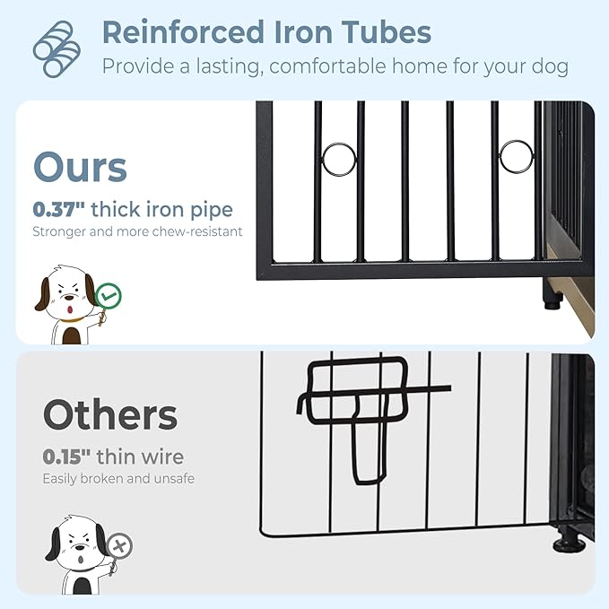71'' Dog Crate Furniture for 2 Dogs, Wooden Double Dog Crate Large Breed with Door, XXL Indoor Dog Kennel TV Stand End Table with Divider for Large Medium Dogs, Grey