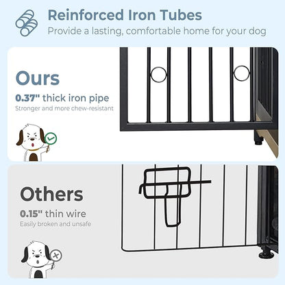 71'' Dog Crate Furniture for 2 Dogs, Wooden Double Dog Crate Large Breed with Door, XXL Indoor Dog Kennel TV Stand End Table with Divider for Large Medium Dogs, Grey