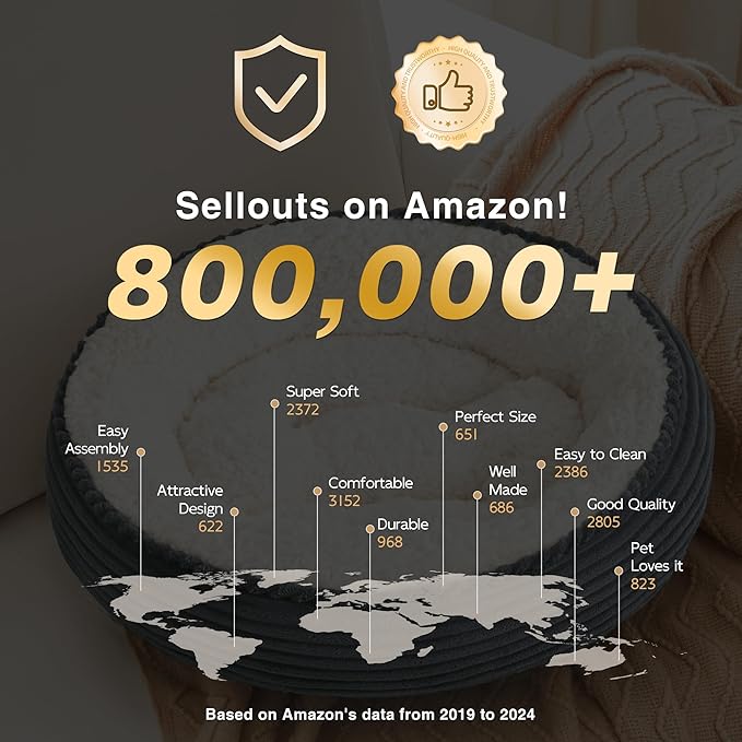 Love's cabin Round Donut Cat and Dog Cushion Bed, 25in Pet Bed for Small or Medium Dogs, Anti-Slip & Water-Resistant Bottom, Soft Durable Fabric Pet Beds, Washable Calming Cat Bed BluishGrey Stripe