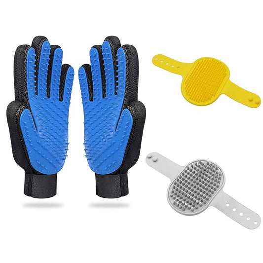 Dog Washing Gloves Brush for Pet: JOANGIHC 3PCS Dogs Shedding Wash Massage Gloves Grooming for Short Long Haired Dogs Cats (Yellow)
