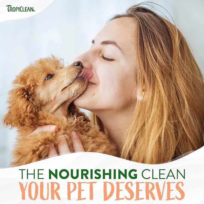 TropiClean No Rinse Waterless Dog Shampoo | Detangling & Deodorizing Dry Shampoo for Smelly Pets | Moisturizes Dry Skin | USA Made | Papaya Scent | 7.4oz