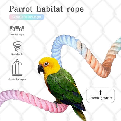 3pcs Gradient Colorful Bird Rope Perch Stand,Bird Cage Climbing Rope Toys Accessories,Bendable Climbing,Parakeet Lovebirds Cockatiels Budgies Play (15.7'',23.6'',39.3''B2)