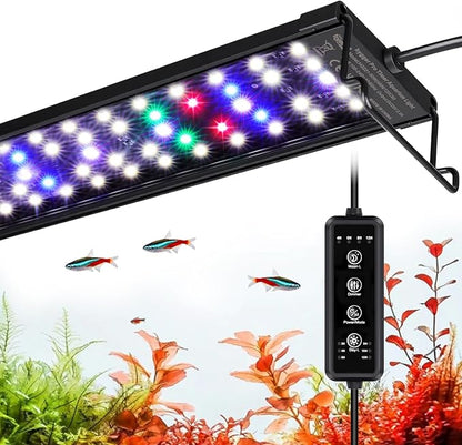 hygger LED Aquarium Light with Timer, 50W Full Spectrum Fish Tank Plant Growth Lamp, 24 H Remote Control, Adjustable Brightness & 10 Colors, Extendable Bracket, Power-Off Memory, Fits 48-52 Inch Tank