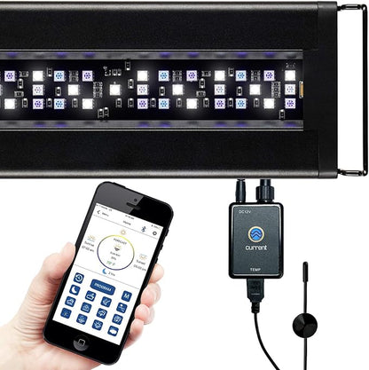 Current USA 24"-36" Inch Orbit Marine LED Saltwater Reef Marine Aquarium Light with Bluetooth App Control | Wireless Lighting & eFlux Wave Pump Control for Fish Tank (4201)