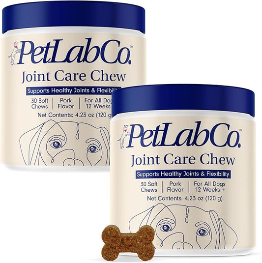 PetLab Co. Joint Care Chews - High Levels of Glucosamine for Dogs, Green Lipped Mussels, Omega 3 and Turmeric - Hip and Joint Supplement to Actively Support Mobility - Packaging May Vary - (2-Pack)