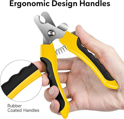 Dog Nails Clippers Trimmer with Safety Guard to Avoid Over-Cutting, Razor Sharp Blades with Bonus Dog Nail File, Cat Claw Clippers with Sturdy Non Slip Handles for Pets Dog Cat?Yellow & Black?