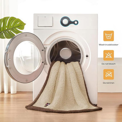 Luciphia Waterproof Pet Blanket for Medium Large Dogs Soft Cat Sherpa Calming Thick Cover Leakproof Cozy Puppy Sofa Bed Car Couch Protector(Beige/Brown,41x31 inches)