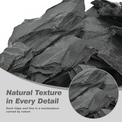 Unocho Natural Slate Stone Reptile Basking Platform Rock 10LB Fish Tank Rocks for Aquascaping Terrarium Decoration&Reptile Habitats Tortoise Enclosures (2-6 inches)