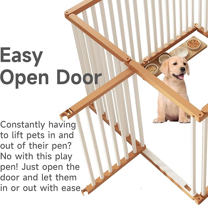 Dog Playpen Foldable Metal Pet Pen Fence Pet Door 12 Panels for Medium/Small Dogs, Indoor & Outdoor,Portable Pet Playpen for Camping, Yard and RV