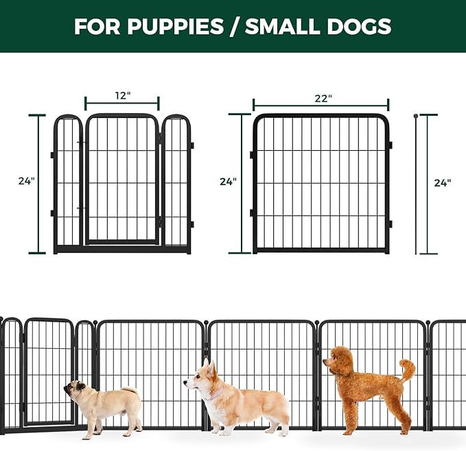 FXW Homeplus Dog Playpen for Indoor Use - Stress-Free and Safe Play, Heavy Duty 24 Inch 4 Panels Dog Pen for Puppies and Small Dogs, Black_atented