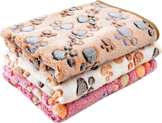 UTTPLL Blanket-Premium-Flannel-Small-Printed Throw for Cats Dog Puppy Animals Super Soft Fluffy Fleece Pet Blankets Warm Sleep Mat Cute Paw Pink