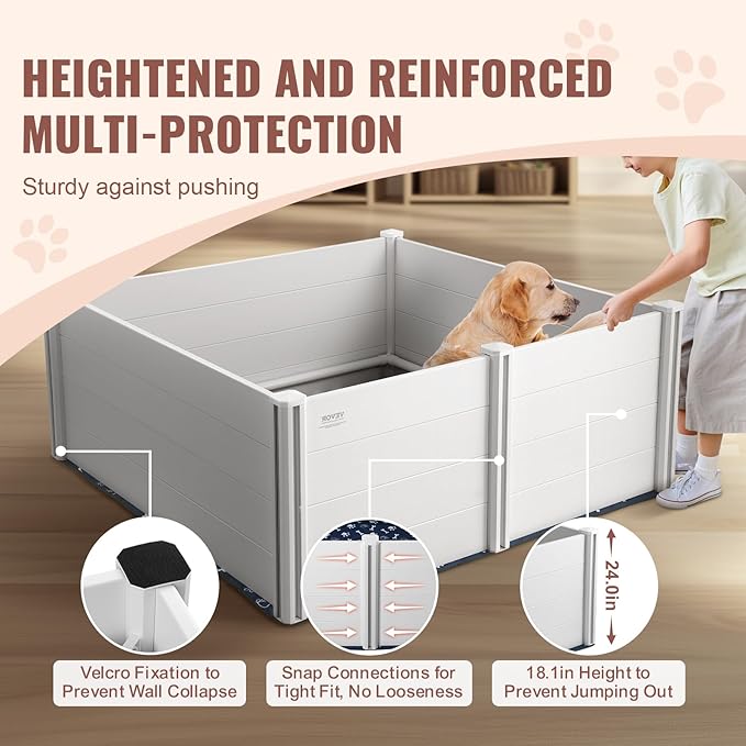 VEVOR Dog, 59.8 x 59.8 x 24.0in Whelping Box for Dogs and Puppies, Whelping Pen for Puppies, Dog Birthing Box with Rails and Washable Pee Pad, Whelping Box for Large Breed Dogs, White