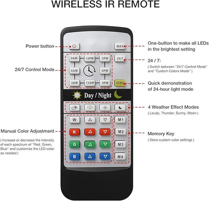 IREENUO Aquarium LED Light, Full Spectrum Fish Tank Clip on Light with Remote, Color Changing Lighting for Reef Coral Aquatic Plants and Fish Keeping (10W（11.8inch）)