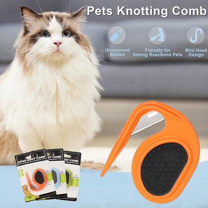 Pet Knotting Comb, Blue, for Removing Matted, Cat Brush Hair Clipper Detangling Knots for Dogs and Cats