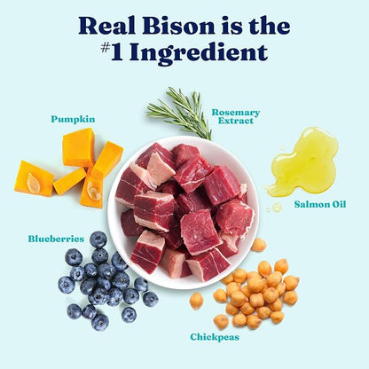 Solid Gold Toy & Small Breed Dog Food Dry Small Bites  Real Bison & Healthy Whole Grain Dogfood  Potato Free, High Fiber Healthy Dog Kibble w/Probiotics for Gut Health  NutrientBoost  11 lb