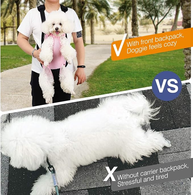 Pawaboo Pet Carrier Backpack, Adjustable Pet Front Cat Dog Carrier Backpack Travel Bag, Legs Out, Easy-Fit for Traveling Hiking Camping for Small Medium Dogs Cats Puppies, Medium, Pink