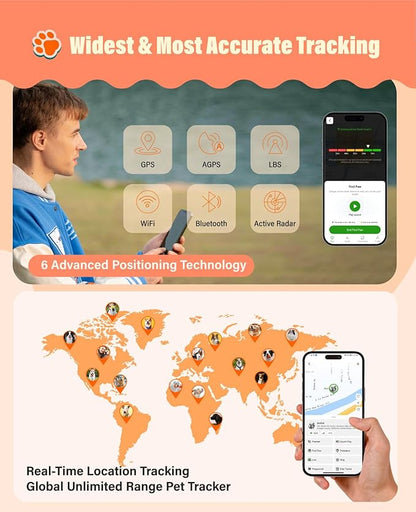 GlocalMe PetPhone GPS Tracker for Dog and Cat, AI Health Alerts and Two-Way Call, Real Time Tracking and Virtual Fence, Pet Tracker with 6 Advanced Location Technologies, Unlimited Range (Pink)