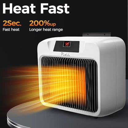 600W Dog House Heater, Space Heater for Dogs Chicken Coop Rabbits, Portable Dog House Heater with Digital Display, White Wall-Mounted Insulated Winter Pet Heater with Thermostat & Anti-Chew Cord