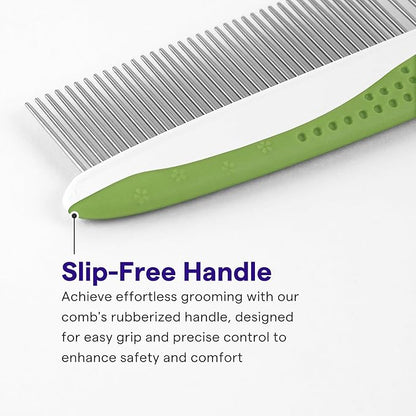 Dog & Cat Comb  Removes Tangles, Knots, and Matted Fur  Grooming Tool with Stainless Steel Teeth and Non-Slip Handle  Best Pet Hair Comb for Home Grooming Kit  Includes eBook Guide