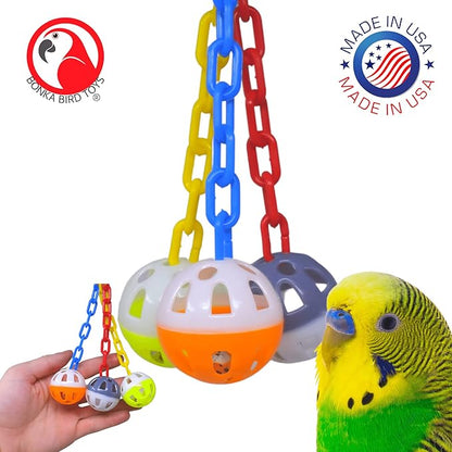 Bonka Bird Toys 1467 Ball Clanger Plastic Colorful Noisy Rattle Parrot Cage Toy Parrotlet, Parakeet, Budgie, and Similar Breeds