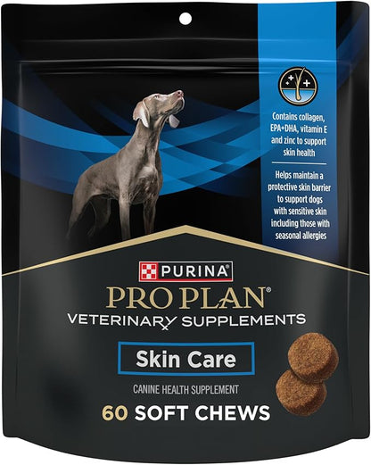 Purina Pro Plan Veterinary Supplements Skin Care Dog Supplements With Omega-3 Fish Oil and EPA and DHA - (Pack of 3) 60 ct. Pouches
