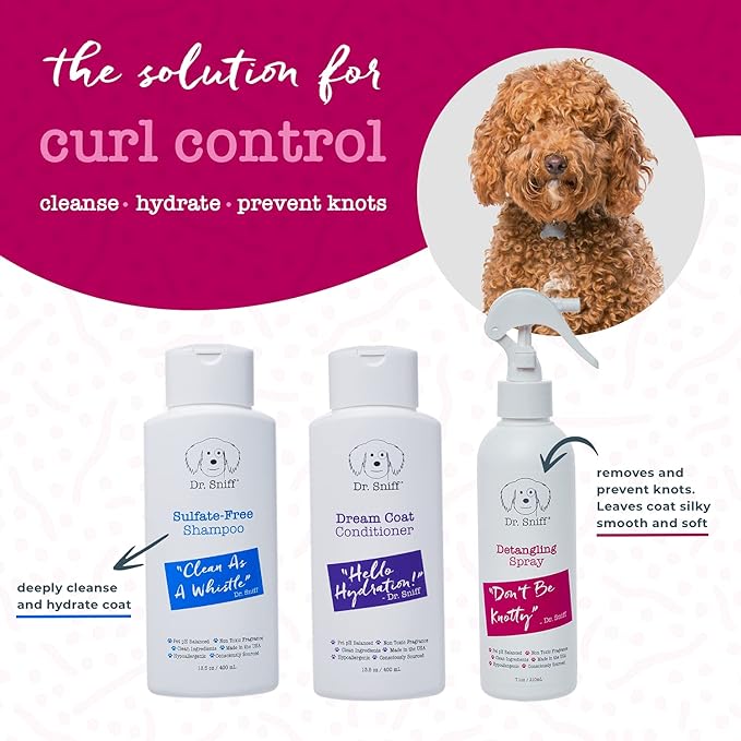 Easy Groom Detangling Mist - Hydrating Pet Coat Spray for Dogs & Cats, Mat & Tangle Free, Organic Ingredients, Made in USA, 7.1oz