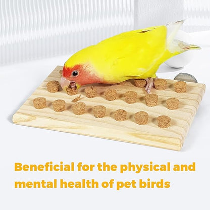 2 Pcs Bird Platform,Wooden Chew Toys, Hanging Wooden Puzzle Foraging,Parrot Cork Stopper Toys Birds Feeding Toy,2 Pcs Bird Cage Food Holder Fruit, for Small and Medium Parrots(C)