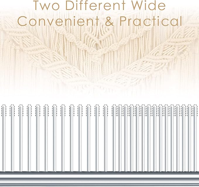 2 Pieces Macrame Comb and Tassel Brush Kit - Stainless Steel Combs for Pet Grooming, Macrame Fringe Cord and Supplies (Silver)