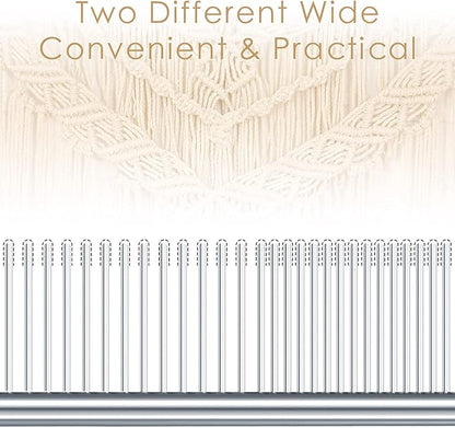 2 Pieces Macrame Comb and Tassel Brush Kit - Stainless Steel Combs for Pet Grooming, Macrame Fringe Cord and Supplies (Silver)