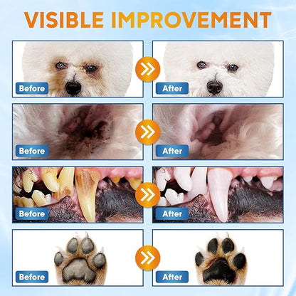 Dog Wipes Cleaning Deodorizing, Dog Grooming Wipes & Dog Paw Cleaner, Pet Cleaning Kit for Teeth, Ears, Eyes, Paw, Body, Dog Ear Rinse, Essential Dog Supplies Set