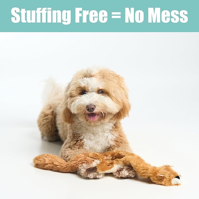 SPOT Skinneeez Squirrel 23-Inch Stuffing-Free Plush Dog Toy – Realistic Design with 2 Squeakers – Durable, Soft Polyester for Medium & Large Dogs – Tug, Fetch & Shake Play – for Moderate Chewers