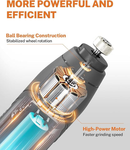 Toozey Dog Nail Grinder for Large Dogs, Real 12,000 RPM & 3-Speed, with Dust Cap and LED Light, Professional Electric Dog Nail Trimmer for Medium & Small Dogs, USB Rechargeable Pet Toenail Grinder