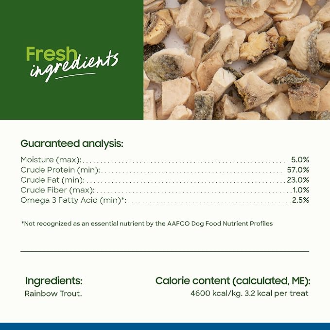 smallbatch Pets Freeze Dried Cat & Dog Treats, 2oz - Rainbow Trout, Organic High Protein Treats, Omega 3 Fatty Acids, Gluten Free, Grain Free, Made in The USA, Ethically Sourced, Single Protein