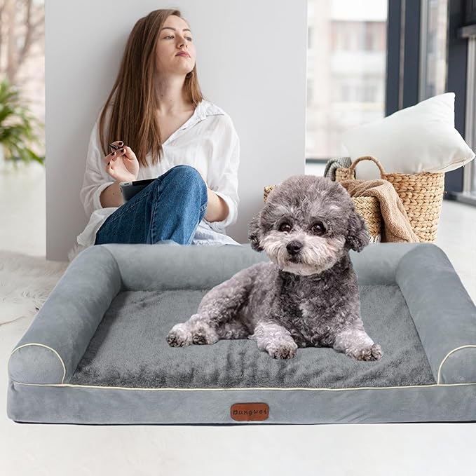 Dog Beds Large Sized Dog, Orthopedic Dog Bed, Waterproof Dog Bed, Washable Dog Bed, 29" x 19" x 5" Light Gray