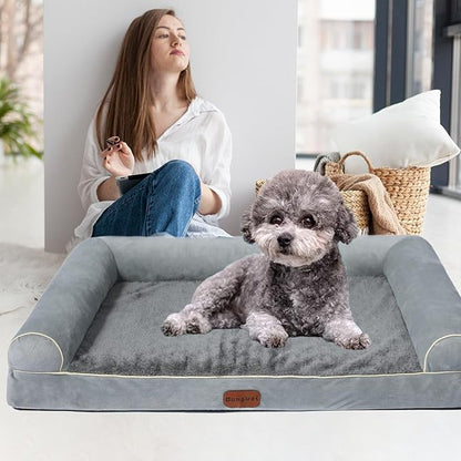 Dog Beds Large Sized Dog, Orthopedic Dog Bed, Waterproof Dog Bed, Washable Dog Bed, 29" x 19" x 5" Light Gray