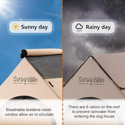 51" Extra Large Dog Houses with Removable Cover, XL Dog Shelters for Outside Large Dogs, Elevated Dog House with Door, Covered Elevated Dog Cooling Bed