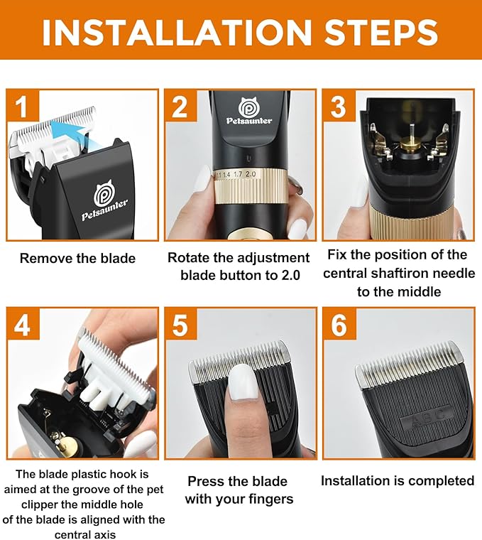 2 PCS 3mm Guard Length Replacement Dog Clipper Blade, Low Noise Trimmer for Grooming, Sharp Titanium-Ceramic Blade